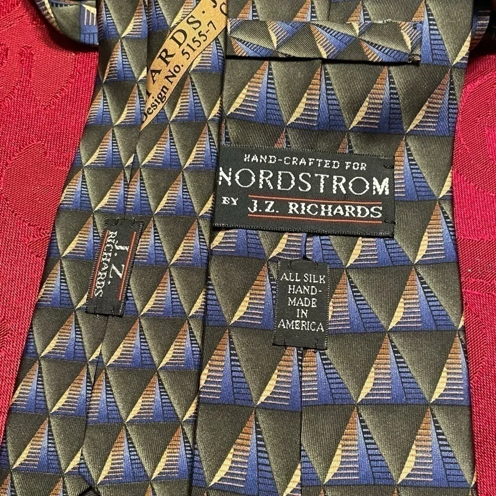 J.Z. Richards Silk Tie Handmade USA Wide 4” Classic Designer Necktie